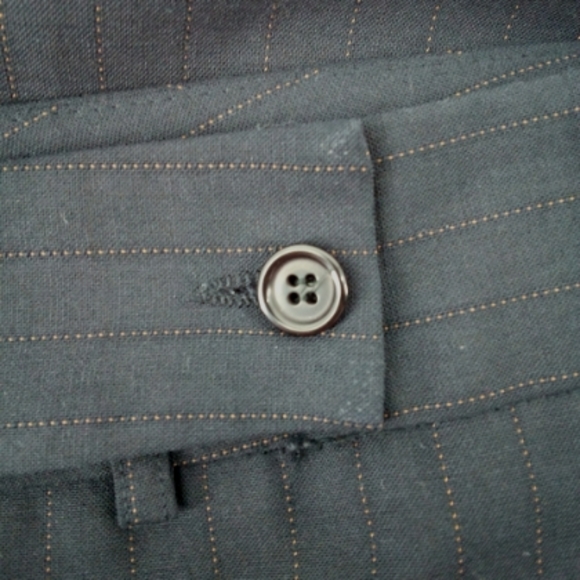 Vintage 100% Virgin Wool Studio Milano Black Red Pinstripe Trousers Italian 18 - Picture 6 of 7